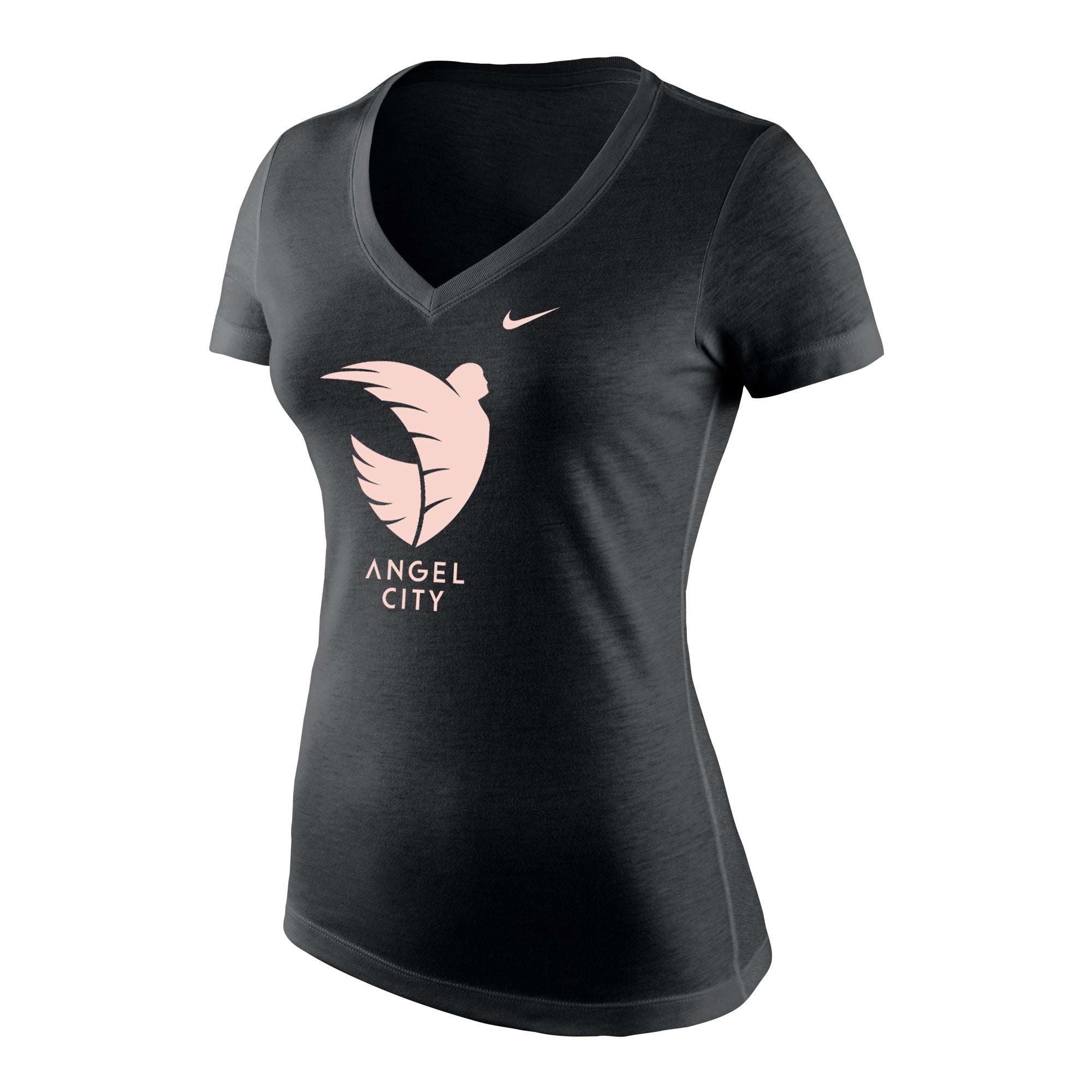 Angel City Nike Women's Sol Rosa Logo Black Heather Tri-blend Mid-V Shirt