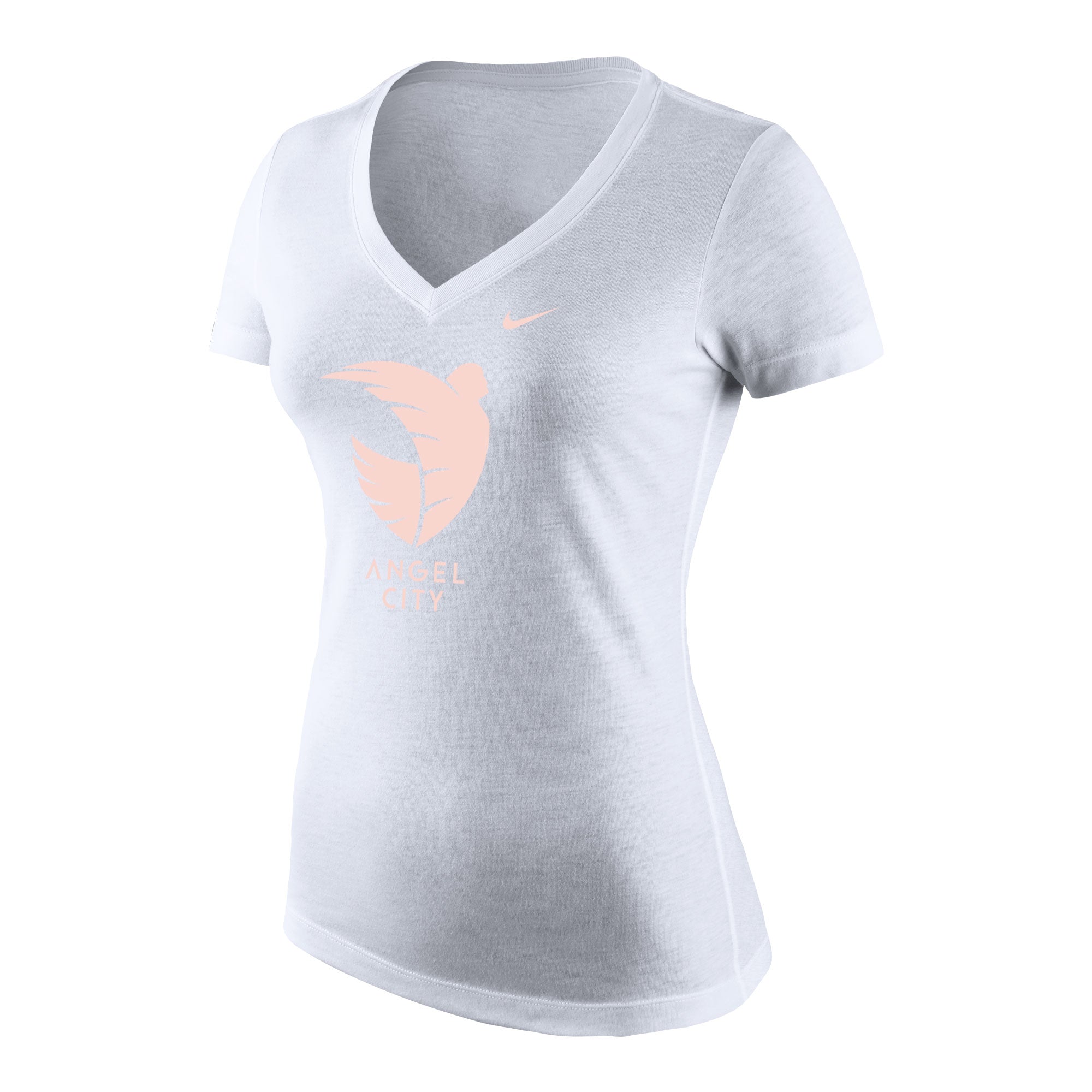 Angel City Nike Women's Sol Rosa Logo White Tri-blend Mid-V Shirt
