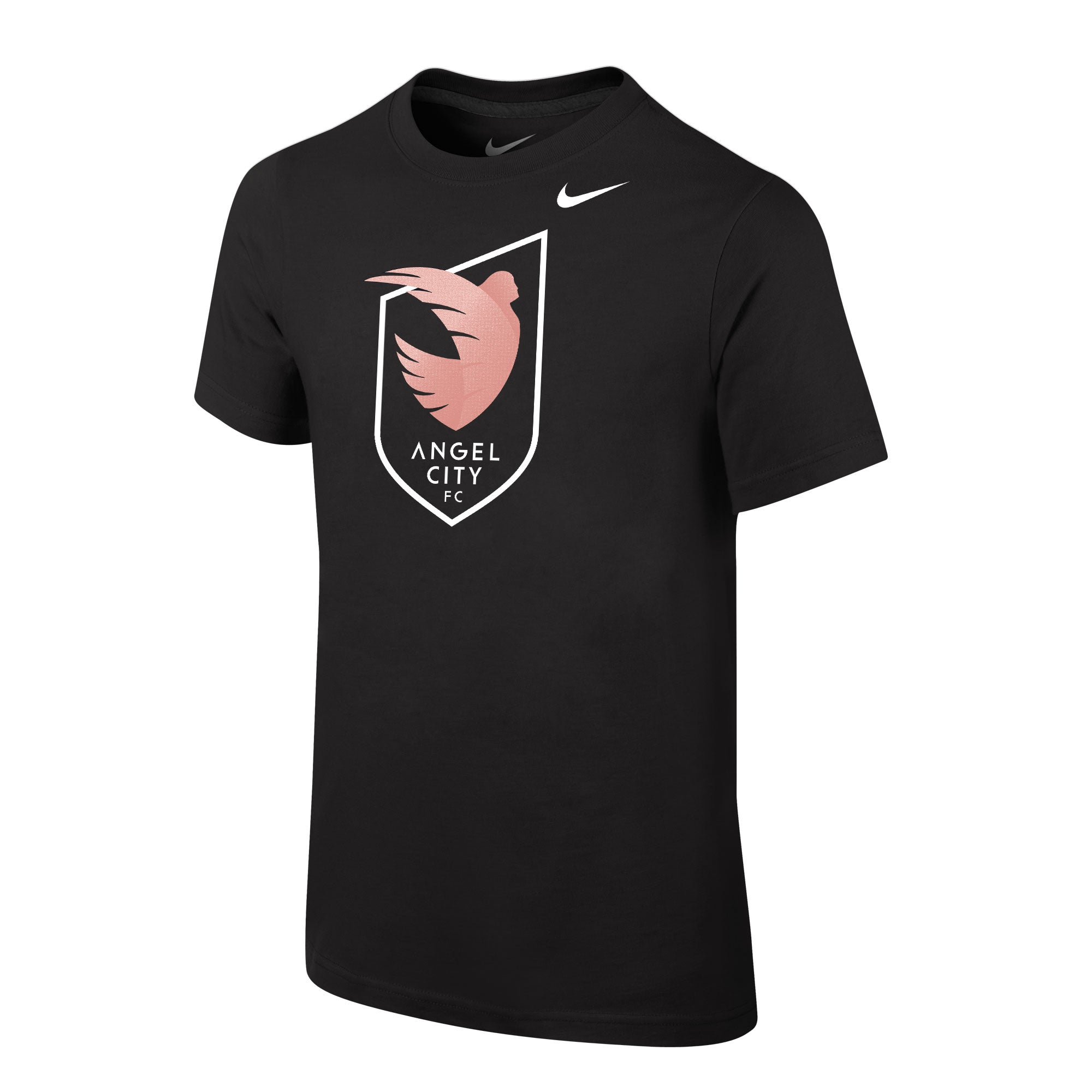 Angel City FC Nike Sol Rosa Crest - Camiseta de manga corta para jóvenes, color negro