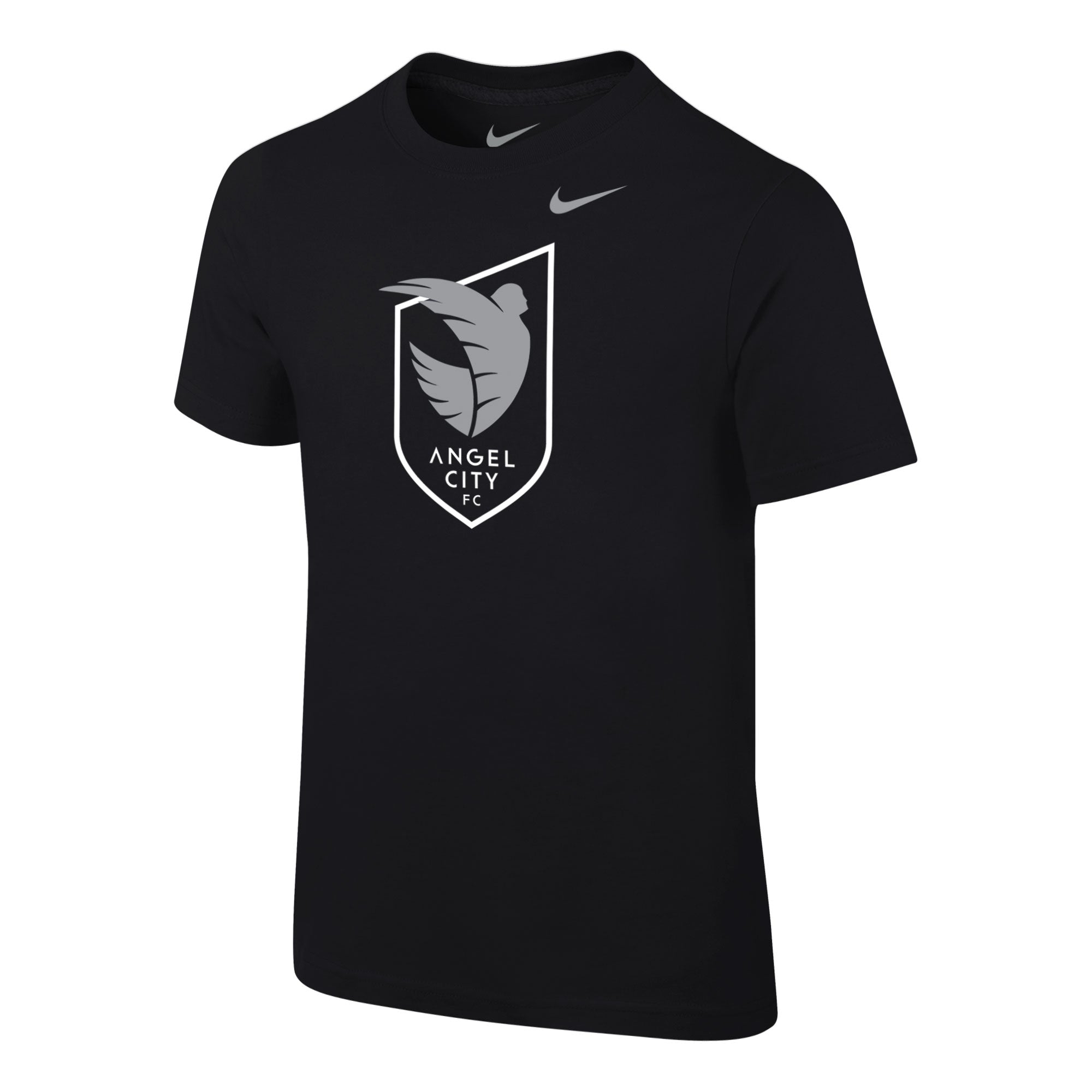 Angel City FC Nike Pre-school Armor Crest camiseta negra de manga corta