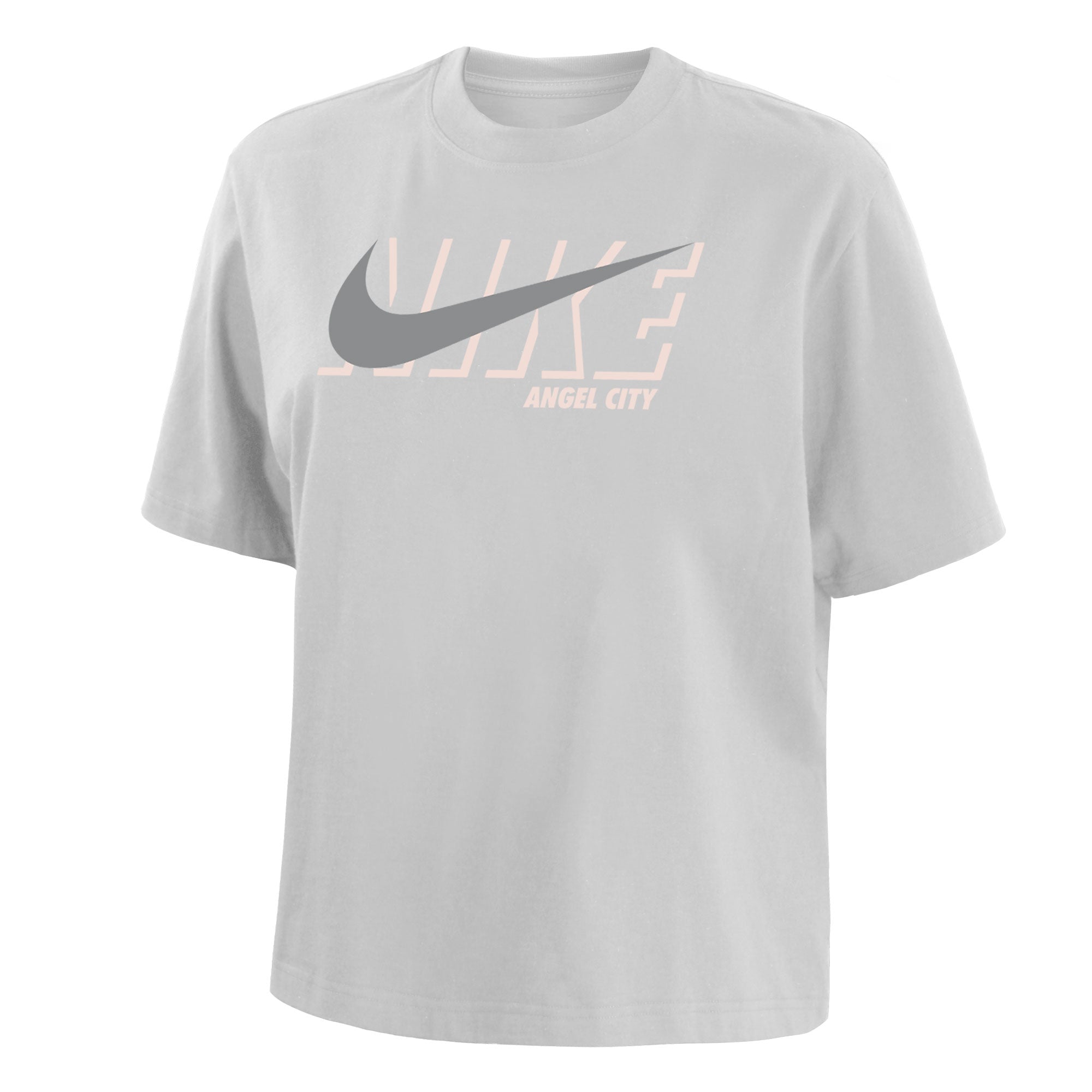 Angel City FC Nike Mujer Sol Rosa Swoosh White Cotton SS Boxy Tee