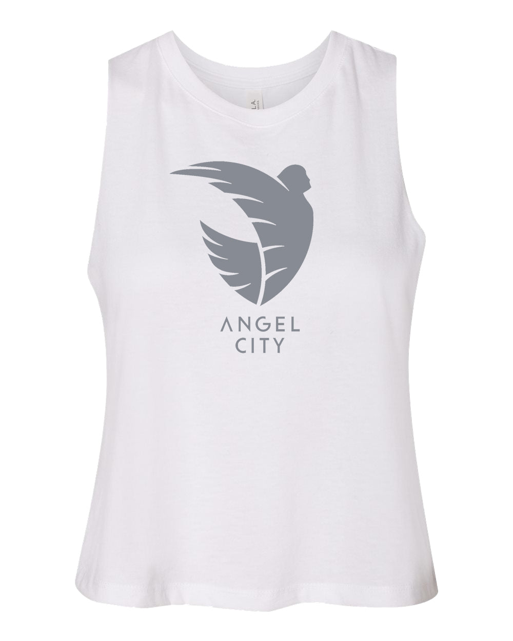 Angel City Camiseta de tirantes recortada blanca con espalda cruzada para mujer