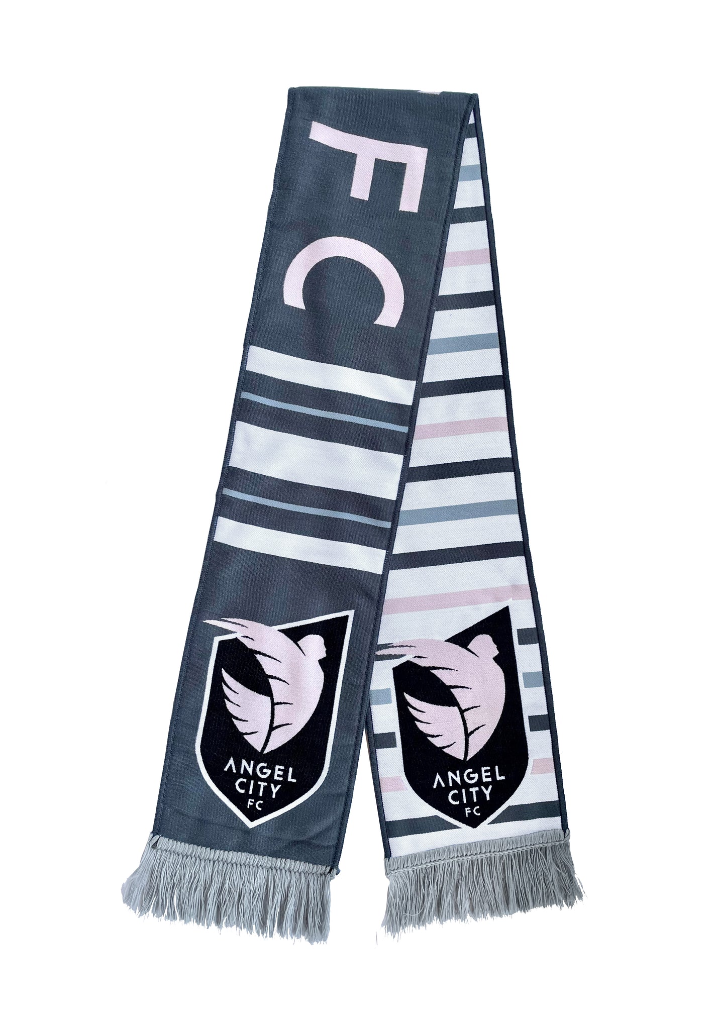 Angel City FC ACFC Bufanda tejida a rayas con marca denominativa